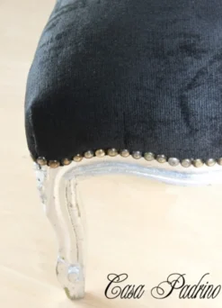 Casa Padrino Barock Fußhocker Schwarz / Silber - Antik Stil Möbel - Hocker