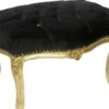Casa Padrino Barock Fußhocker Schwarz / Gold 60 x 40 x H. 35 cm - Handgefertigter Barock Hocker mit Glitzersteinen - Barockstil Möbel