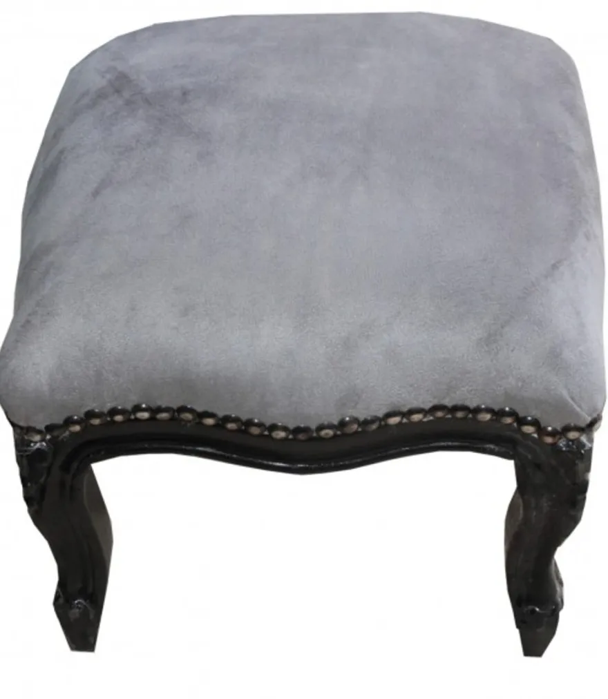 Casa Padrino Barock Fußhocker Grau / Schwarz - Antik Stil Möbel - Hocker