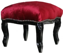 Casa Padrino Barock Fußhocker Bordeaux / Schwarz - Antik Stil Möbel - Hocker
