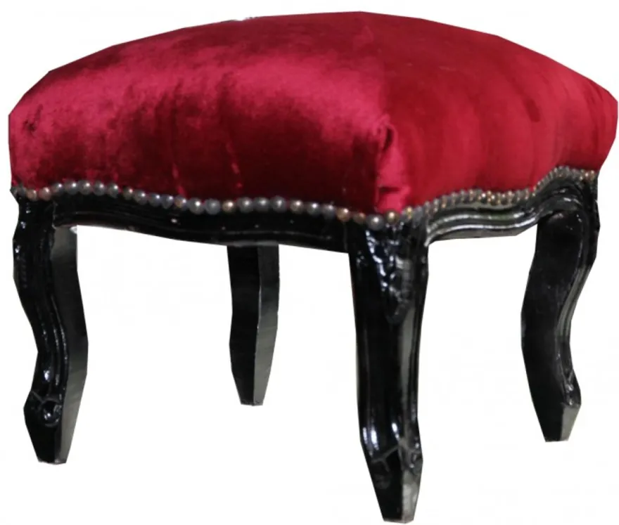 Casa Padrino Barock Fußhocker Bordeaux / Schwarz - Antik Stil Möbel - Hocker