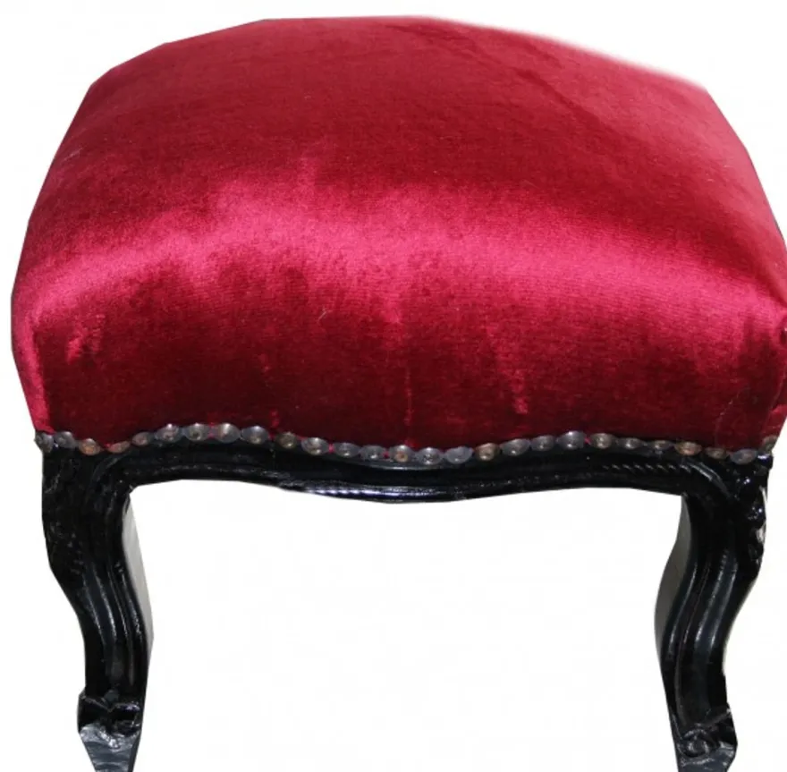 Casa Padrino Barock Fußhocker Bordeaux / Schwarz - Antik Stil Möbel - Hocker