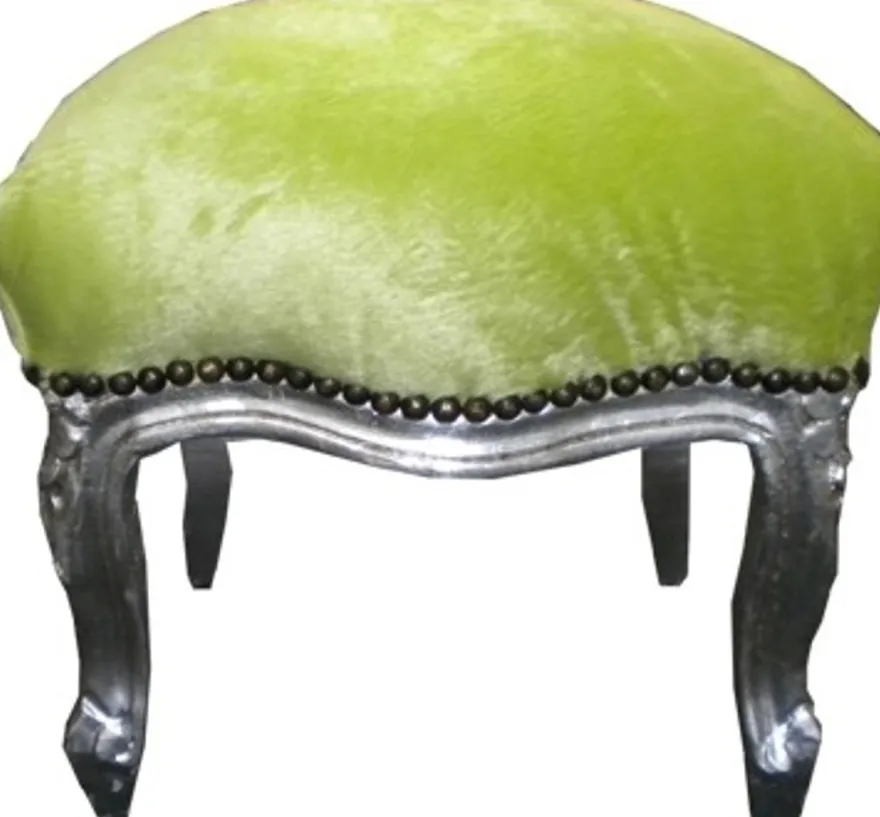 Casa Padrino Barock Fußhocker Jadegrün / Silber - Möbel - Hocker Grün Silber