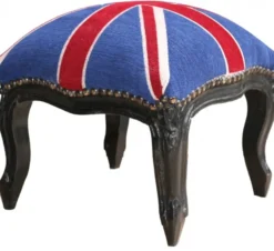 Casa Padrino Barock Fußhocker Union Jack / Schwarz - Hocker Englische Flagge - Antik Stil England