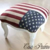 Casa Padrino Barock Fußhocker USA Design / Creme - Hocker USA Flagge