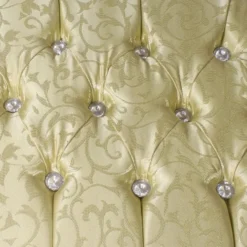 Casa Padrino Barock Fußhocker Gold Muster / Gold 45 x 40 x H. 35 cm - Handgefertigter Barock Hocker mit Glitzersteinen - Barockstil Möbel