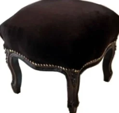 Casa Padrino Barock Fußhocker Schwarz / Schwarz