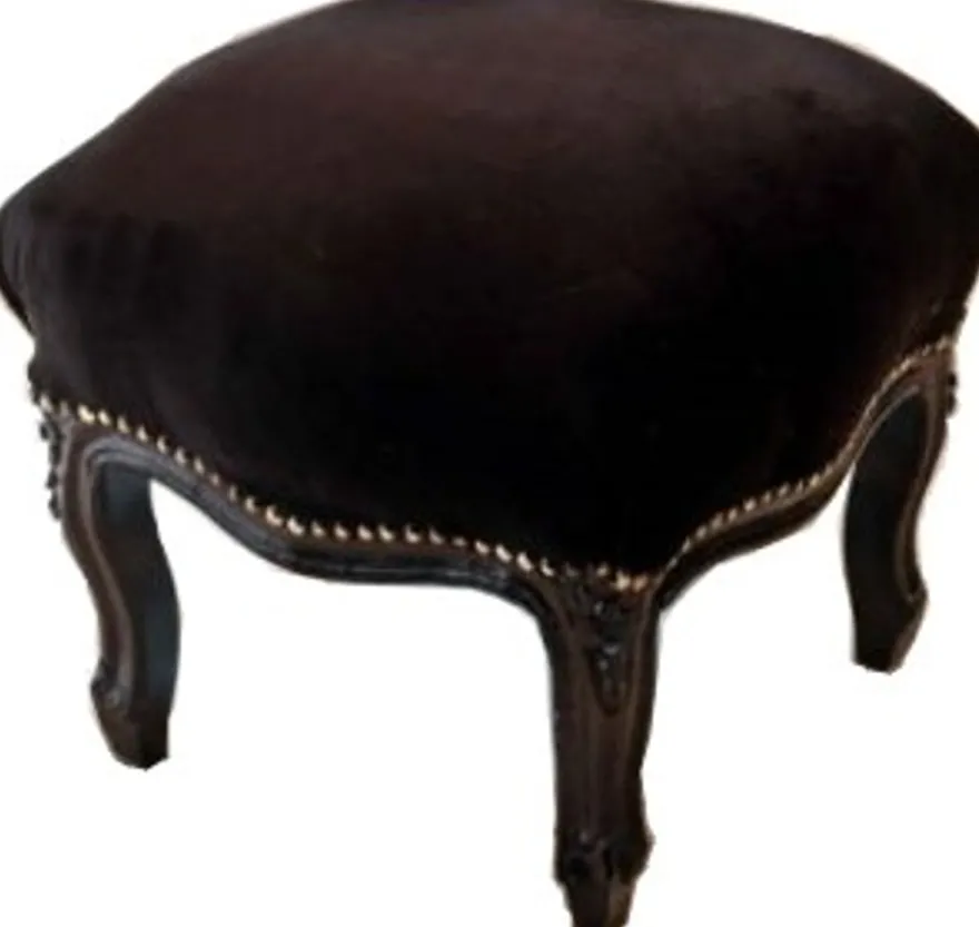 Casa Padrino Barock Fußhocker Schwarz / Schwarz