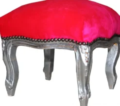 Casa Padrino Barock Fußhocker Pink / Silber - Antik Stil Möbel - Hocker