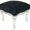 Casa Padrino Barock Fußhocker Schwarz / Silber - Hocker Möbel