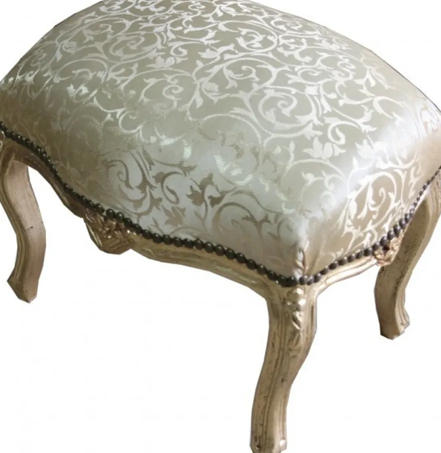 Casa Padrino Barock Fußhocker Gold Muster / Gold Medium
