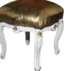 Casa Padrino Barock Fußhocker Gold Lederoptik / Weiß - Antik Stil Möbel - Hocker - Limited Edition
