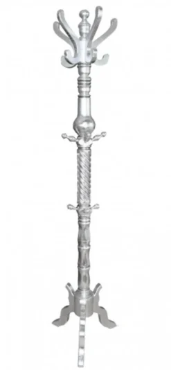 Casa Padrino Barock Garderobenständer in Silber - Massives Holz, Handgefertigt, H 195 cm x D 42 cm