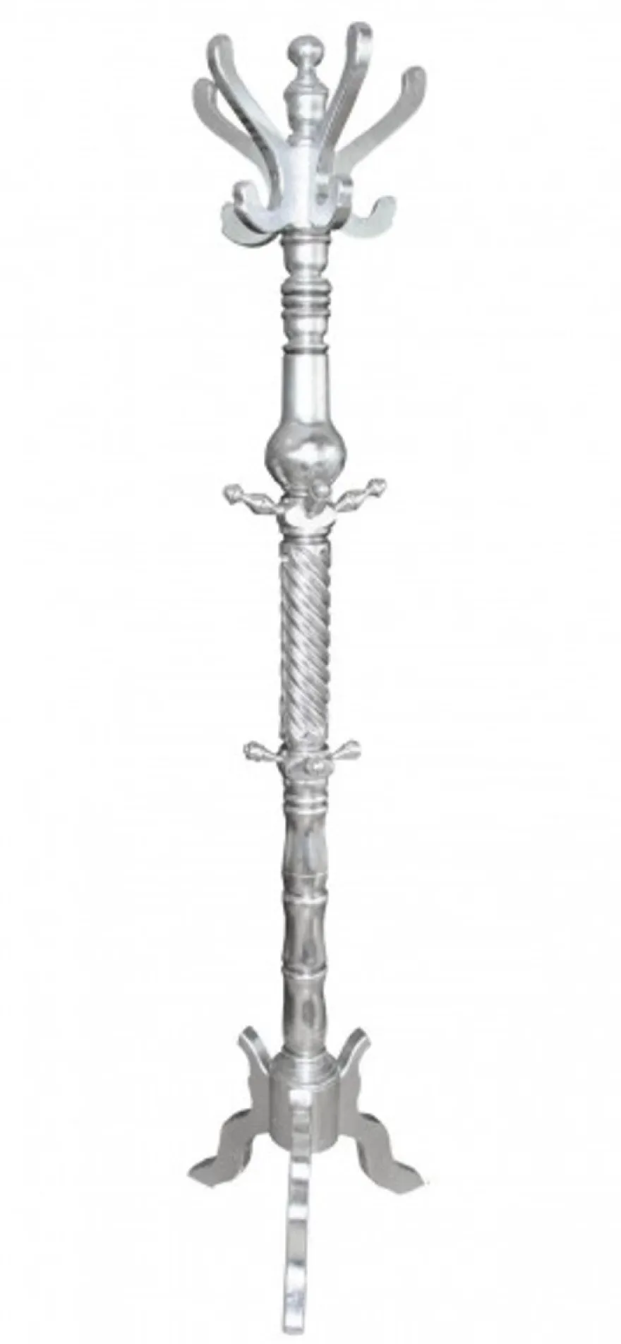 Casa Padrino Barock Garderobenständer in Silber - Massives Holz, Handgefertigt, H 195 cm x D 42 cm