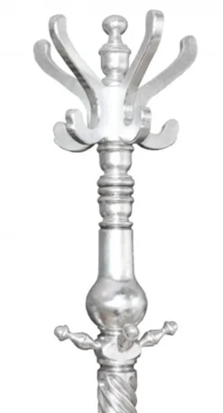 Casa Padrino Barock Garderobenständer in Silber - Massives Holz, Handgefertigt, H 195 cm x D 42 cm