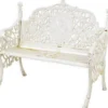 Casa Padrino Barock Gartenbank Antik Cremeweiß 106,5 x H. 90 cm - Prunkvolle Gusseisen Garten Sitzbank - Gusseisen Gartenmöbel - Barock Garten Möbel - Garten Möbel im Barockstil