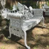 Casa Padrino Barock Gartenbank Weiß 148 cm - Barock Garten Möbel