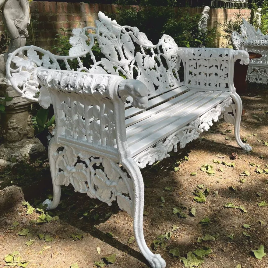 Casa Padrino Barock Gartenbank Weiß 148 cm - Barock Garten Möbel