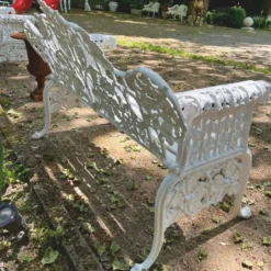 Casa Padrino Barock Gartenbank Weiß 148 cm - Barock Garten Möbel