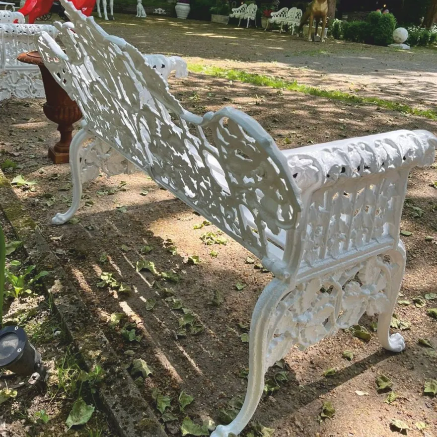 Casa Padrino Barock Gartenbank Weiß 148 cm - Barock Garten Möbel