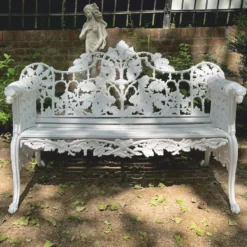 Casa Padrino Barock Gartenbank Weiß 148 cm - Barock Garten Möbel