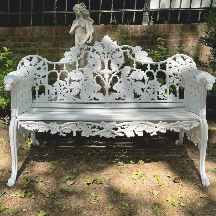 Casa Padrino Barock Gartenbank Weiß 148 cm - Barock Garten Möbel