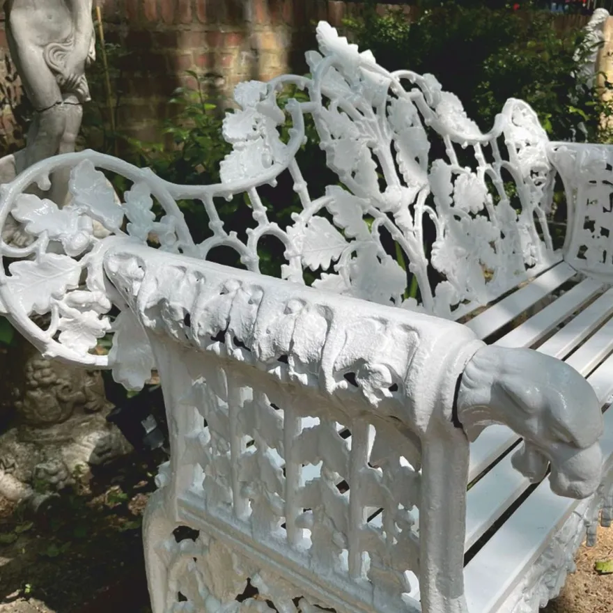Casa Padrino Barock Gartenbank Weiß 148 cm - Barock Garten Möbel