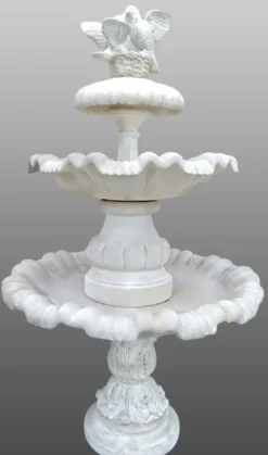Casa Padrino Barock Gartenbrunnen / Springbrunnen mit Tauben Weiß Ø 100 x H. 210 cm - Gartendeko Accessoires