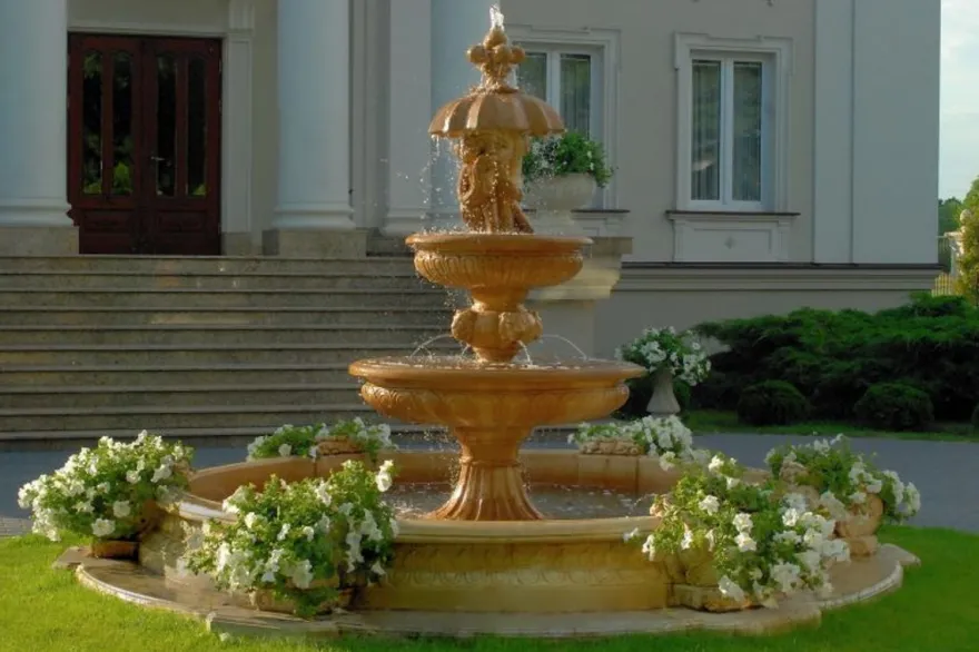 Casa Padrino Barock Gartenbrunnen Ø 445 x H. 290 cm - Prunkvoller 3-Stufiger Kunststein Springbrunnen