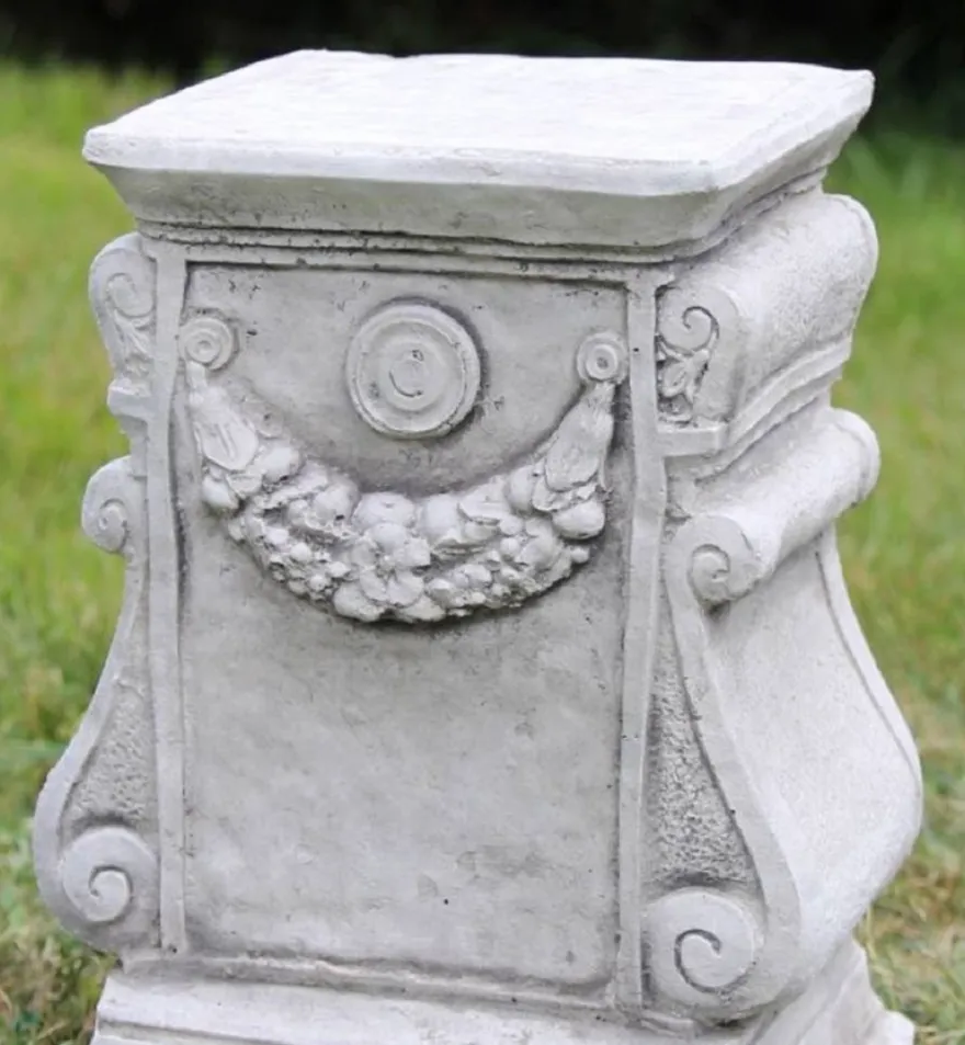 Casa Padrino Barock Garten Deko Säule Grau H. 41 cm - Antik Stil Stein Säule - Prunkvolle Gartensäule - Barock Garten & Terrassen Deko Accessoires - Gartendeko im Barockstil