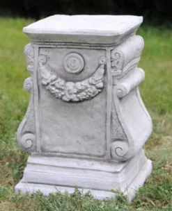 Casa Padrino Barock Garten Deko Säule Grau H. 41 cm - Antik Stil Stein Säule - Prunkvolle Gartensäule - Barock Garten & Terrassen Deko Accessoires - Gartendeko im Barockstil