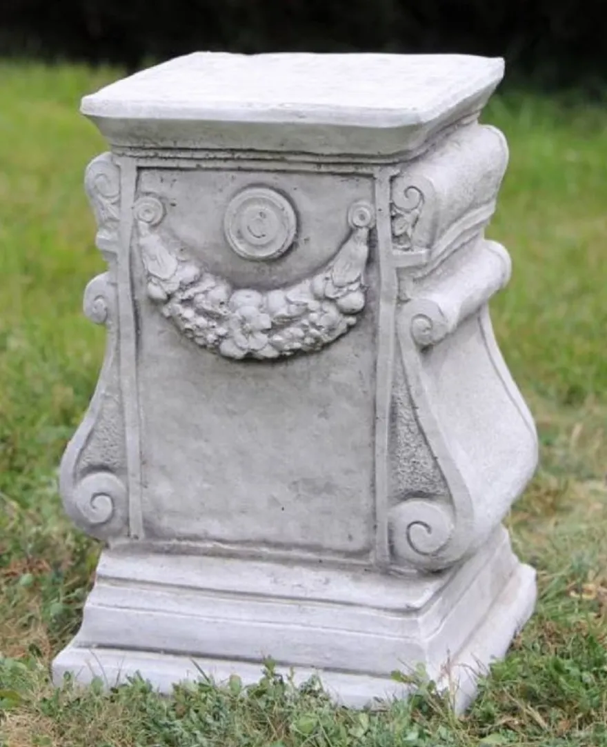 Casa Padrino Barock Garten Deko Säule Grau H. 41 cm - Antik Stil Stein Säule - Prunkvolle Gartensäule - Barock Garten & Terrassen Deko Accessoires - Gartendeko im Barockstil