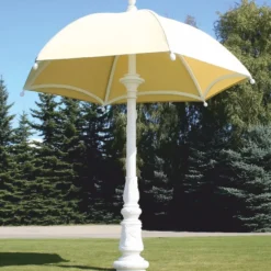Casa Padrino Barock Garten Deko Sonnenschirm Weiß / Creme Ø 350 x H. 418,5 cm
