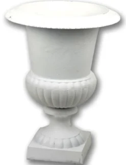 Casa Padrino Barock Garten Deko Blumentopf Weiß H. 66,8 cm - Prunkvoller Pflanzentopf im Barockstil - Barock Garten & Terrassen Deko Accessoires