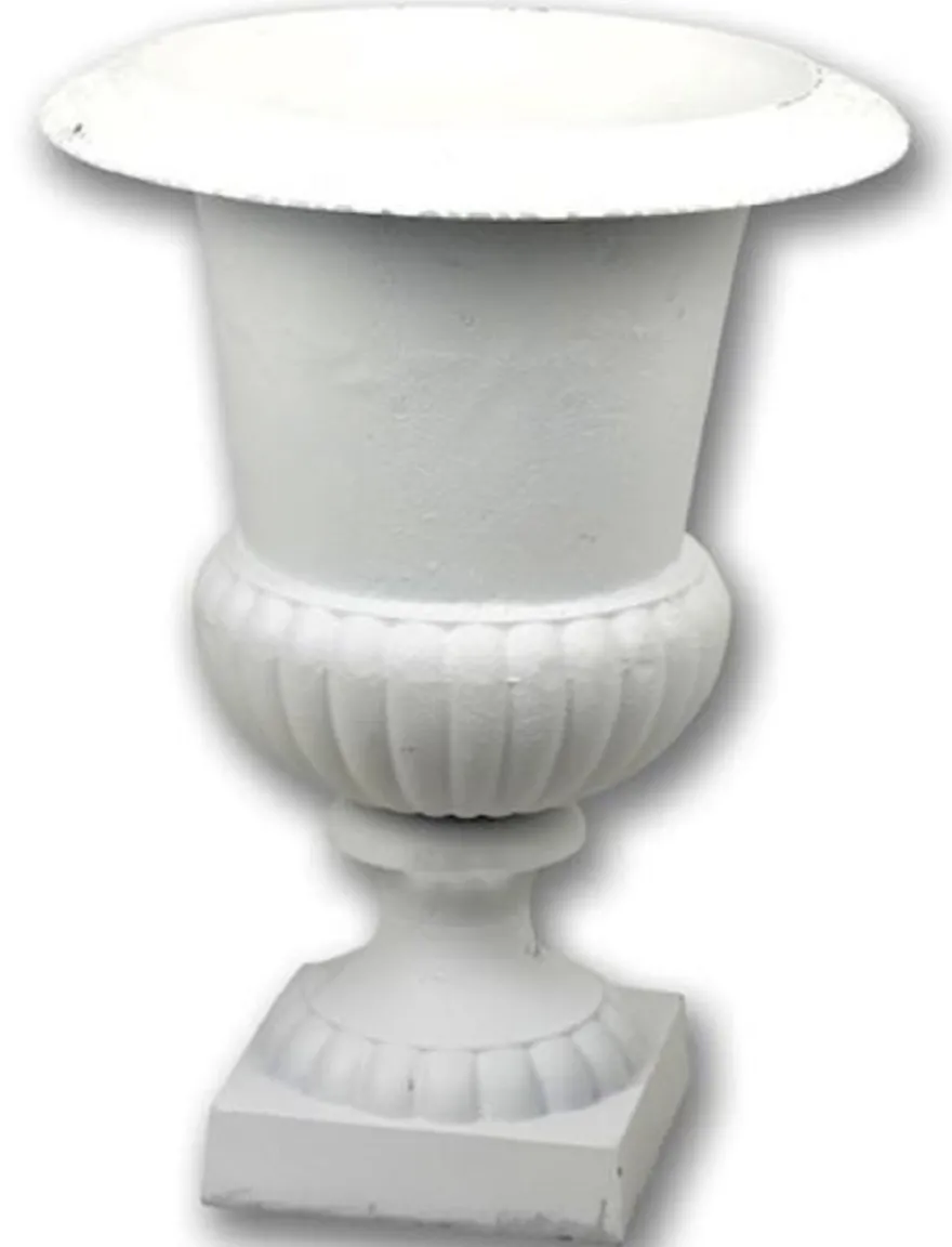 Casa Padrino Barock Garten Deko Blumentopf Weiß H. 66,8 cm - Prunkvoller Pflanzentopf im Barockstil - Barock Garten & Terrassen Deko Accessoires