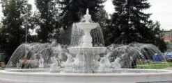 Casa Padrino Barock Garten Deko Springbrunnen Pferde Grau Ø 686 x H. 340 cm - Made in Italy