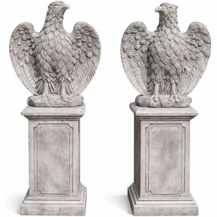 Casa Padrino Barock Garten Deko Adler Skulpturen Set Grau H. 76 cm - Made in Italy