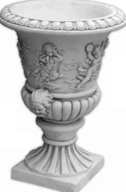 Casa Padrino Barock Garten Deko Blumentopf Grau Ø 55 x H. 78 cm - Prunkvoller Pflanzentopf im Barockstil - Barock Garten Deko - Barock Terrassen Deko - Barock Deko Accessoires
