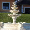 Casa Padrino Barock Garten Deko Springbrunnen Weiß Ø 445 x H. 213 cm - Prunkvoller Gartenbrunnen im Barockstil - Stein Brunnen mit Umrandung - Barock Garten & Terrassen Deko Accessoires