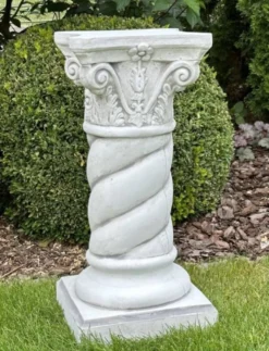 Casa Padrino Barock Garten Deko Säule Grau H. 70 cm - Barockstil Garten Deko