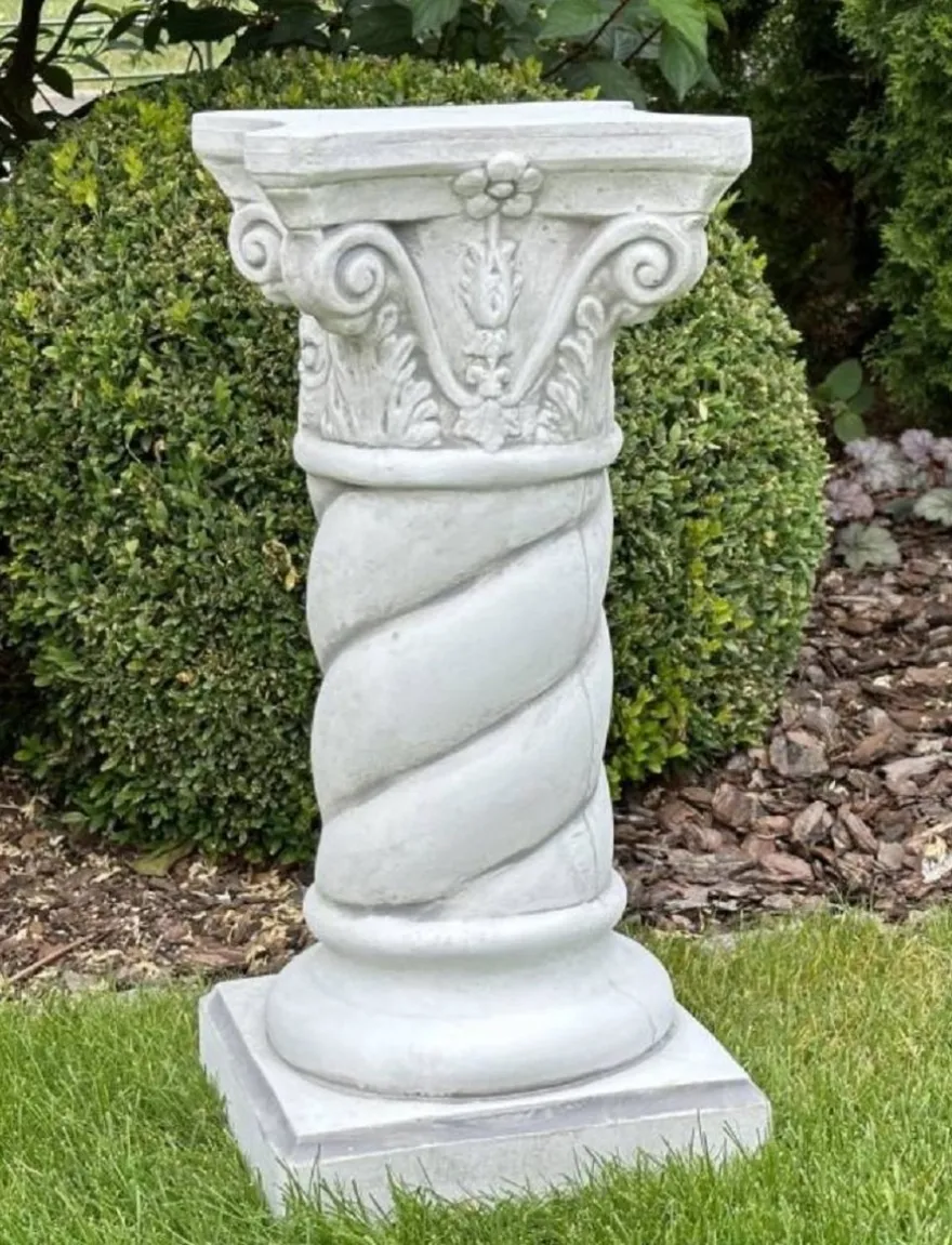 Casa Padrino Barock Garten Deko Säule Grau H. 70 cm - Barockstil Garten Deko