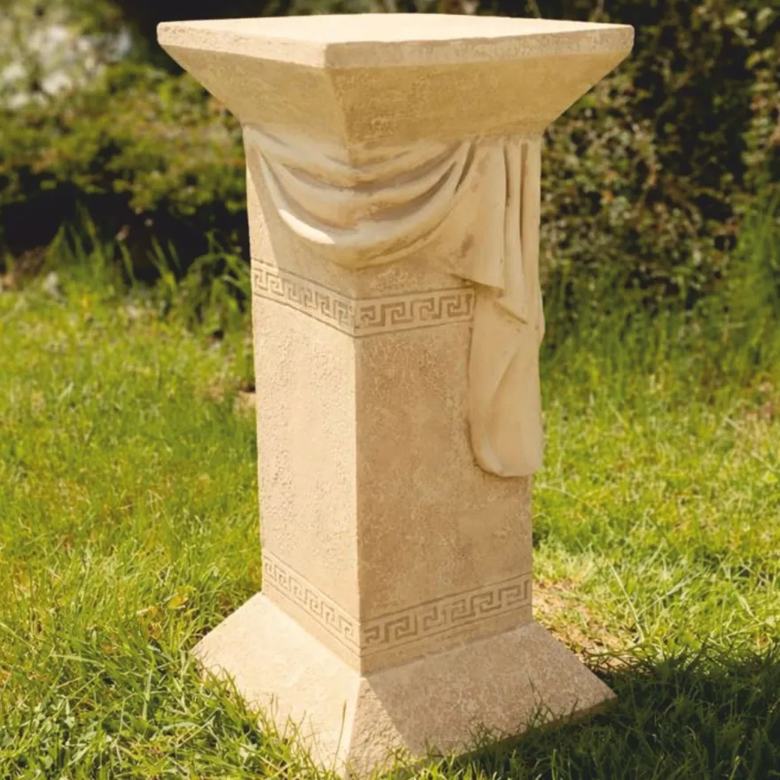 Casa Padrino Barock Garten Deko Säule Beige H. 66 cm - Garten Accessoires