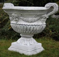 Casa Padrino Barock Garten Deko Blumentopf Grau 66 x 60 x H. 54 cm - Prunkvoller Pflanzentopf im Barockstil - Barock Garten Deko - Barock Terrassen Deko - Barock Deko Accessoires