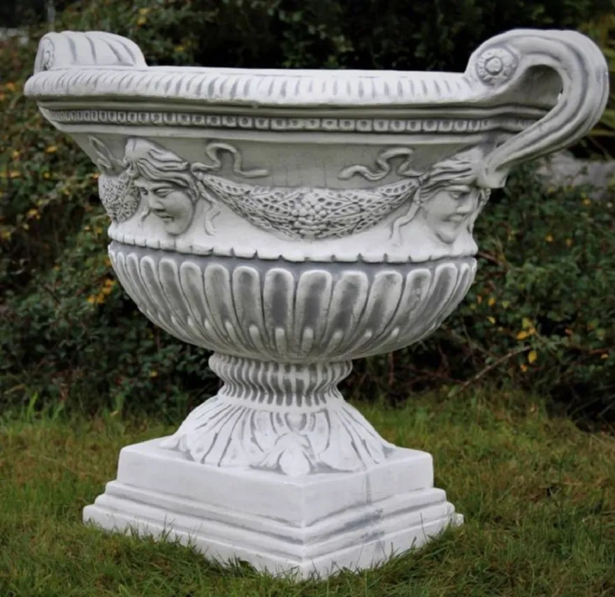 Casa Padrino Barock Garten Deko Blumentopf Grau 66 x 60 x H. 54 cm - Prunkvoller Pflanzentopf im Barockstil - Barock Garten Deko - Barock Terrassen Deko - Barock Deko Accessoires