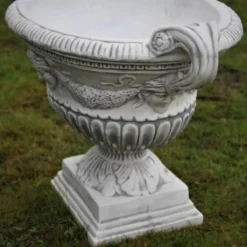 Casa Padrino Barock Garten Deko Blumentopf Grau 66 x 60 x H. 54 cm - Prunkvoller Pflanzentopf im Barockstil - Barock Garten Deko - Barock Terrassen Deko - Barock Deko Accessoires