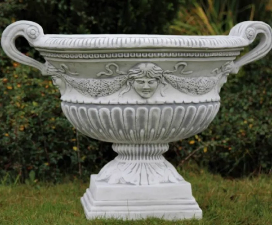 Casa Padrino Barock Garten Deko Blumentopf Grau 66 x 60 x H. 54 cm - Prunkvoller Pflanzentopf im Barockstil - Barock Garten Deko - Barock Terrassen Deko - Barock Deko Accessoires