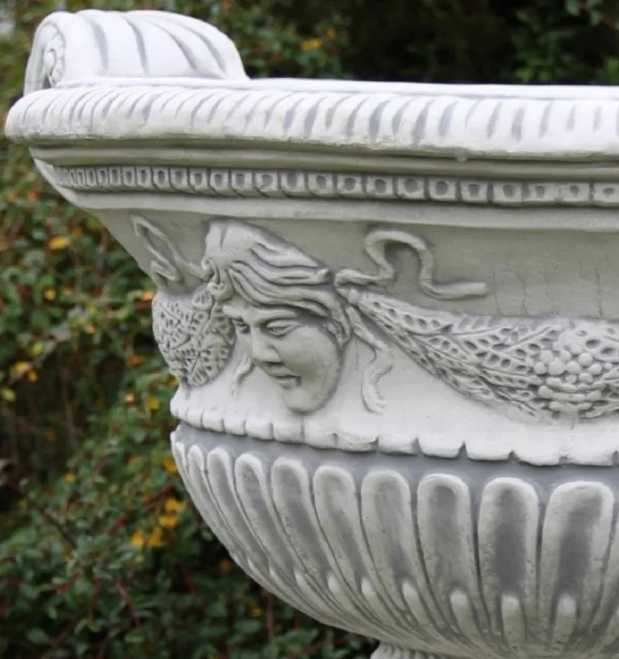 Casa Padrino Barock Garten Deko Blumentopf Grau 66 x 60 x H. 54 cm - Prunkvoller Pflanzentopf im Barockstil - Barock Garten Deko - Barock Terrassen Deko - Barock Deko Accessoires