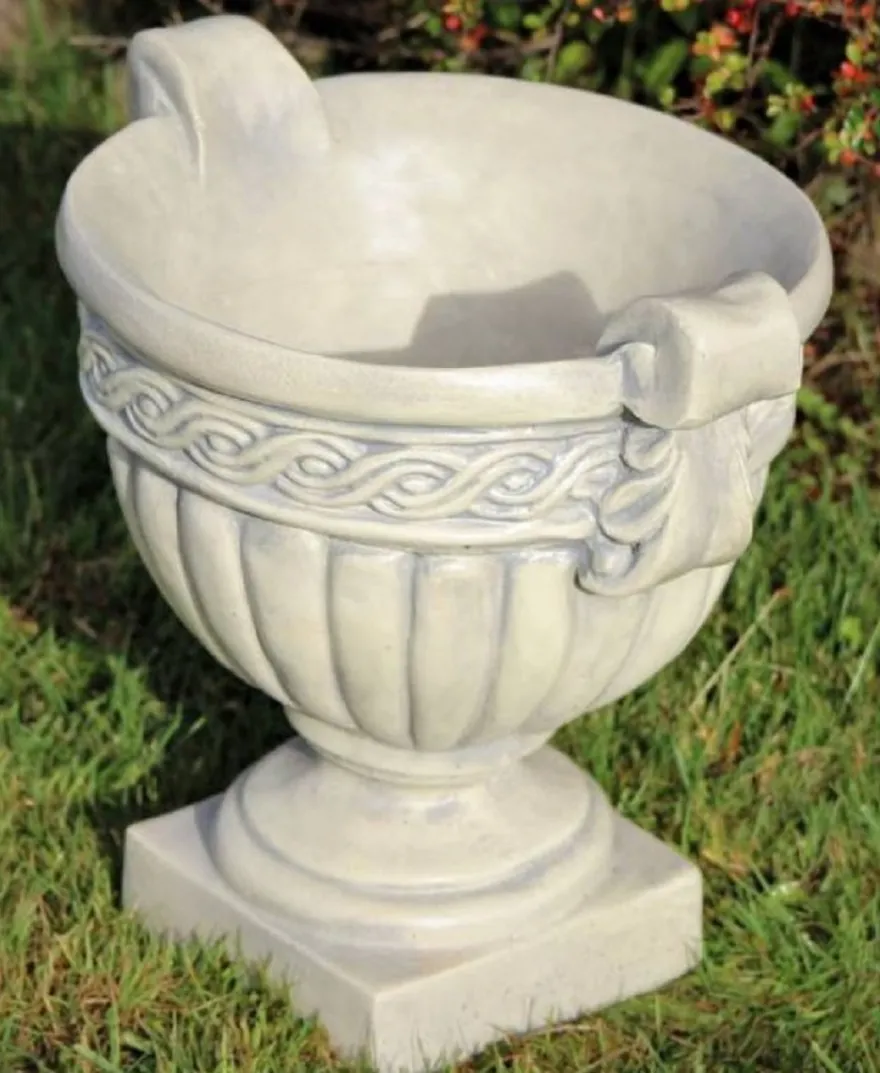 Casa Padrino Barock Garten Deko Blumentopf Grau 44 x H. 44 cm - Prunkvoller Pflanzentopf im Barockstil - Barock Garten Deko - Barock Terrassen Deko - Barock Deko Accessoires