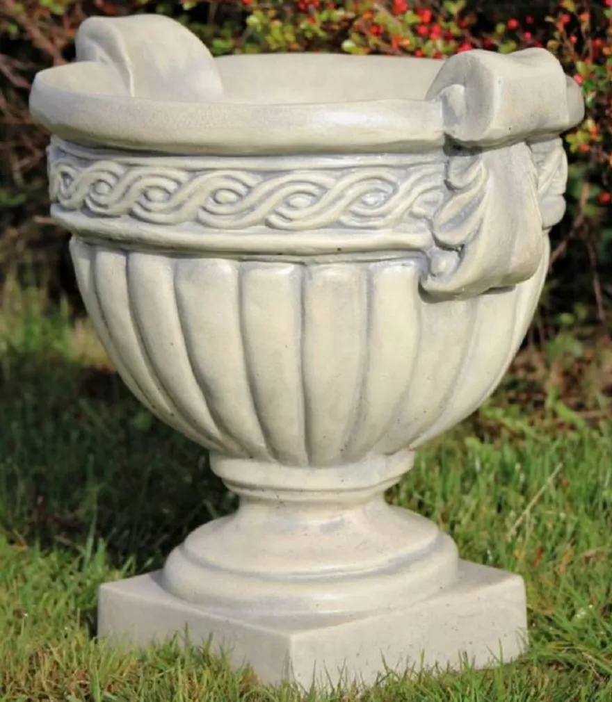 Casa Padrino Barock Garten Deko Blumentopf Grau 44 x H. 44 cm - Prunkvoller Pflanzentopf im Barockstil - Barock Garten Deko - Barock Terrassen Deko - Barock Deko Accessoires