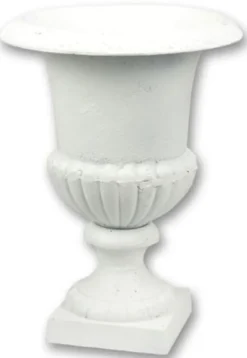 Casa Padrino Barock Garten Deko Blumentopf Weiß H. 43 cm - Prunkvoller Pflanzentopf im Barockstil - Barock Garten & Terrassen Deko Accessoires